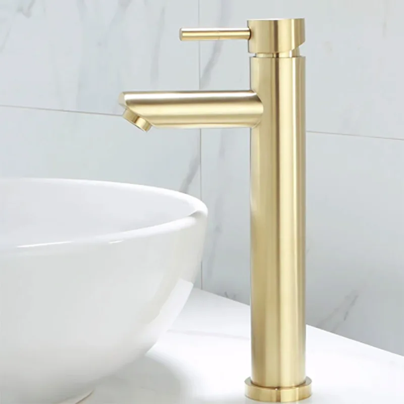 Badezimmer-Wasserhahn aus gebürstetem Gold, moderner Toiletten-Waschtisch-Waschtischarmatur, Deckmontage-Mischer, WC-Waschtischarmaturen, Mixer für heißes und kaltes Wasser