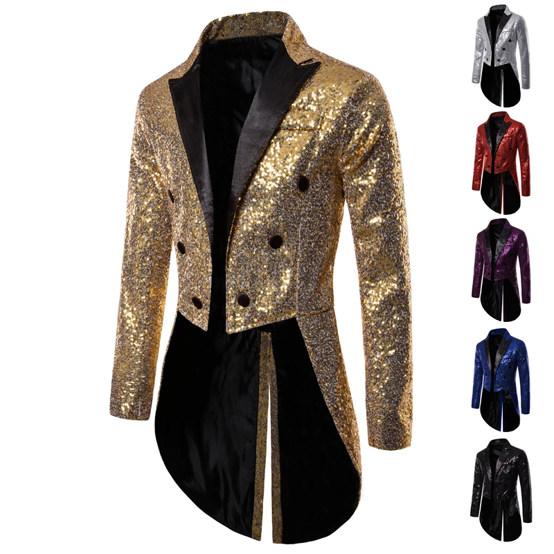 Männer Shiny Pailletten Glitter Verziert Blazer Jacke Männer Nachtclub Prom Anzug Blazer Kostüm Homme Sänger Bühne Kleidung Smoking neue Image