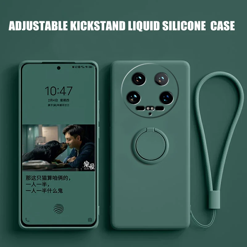 Fall Für Xiaomi 14 Ultra Flüssigkeit Silikon Ring Halter Weiche Telefon Abdeckung für Xiaomi 14 Ultra Stoßfest Zurück Fundas Xiaomi 14 Ultra Image