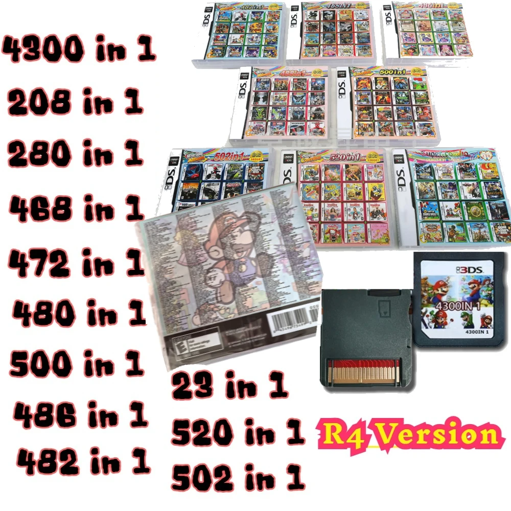 Pokemon Spielkarten DS NDS 3DS 3DS NDSL Spielmodul Videospiel-Handheld-Player (R4-Karte) 4300in1/208in1/23in1/482in1...