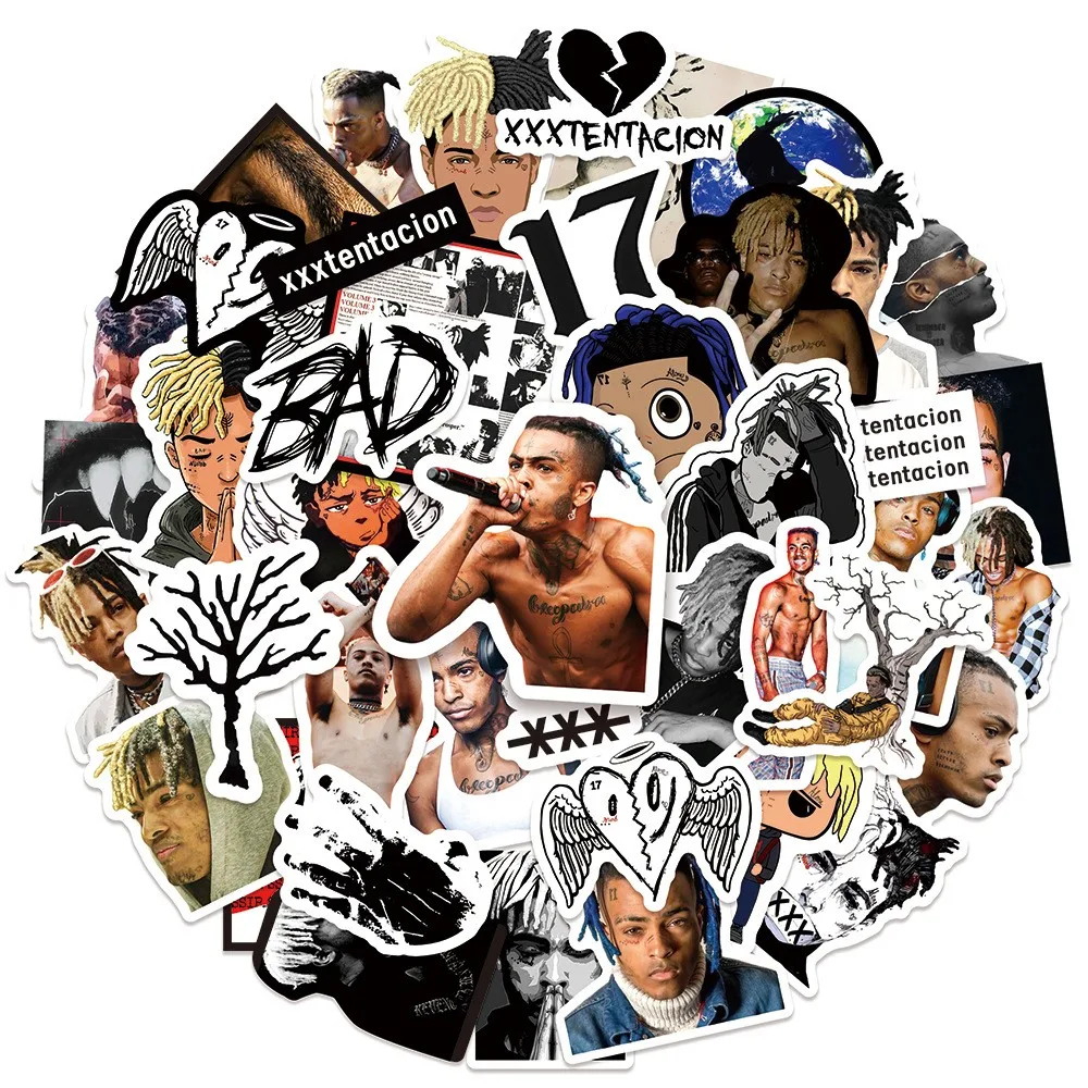 58PCS neue KPOP Rap Hip-Hop Rock Sänger Xxxtentacion Gepäck Rucksack Telefon lustige Graffiti Aufkleber Urlaub Geschenk