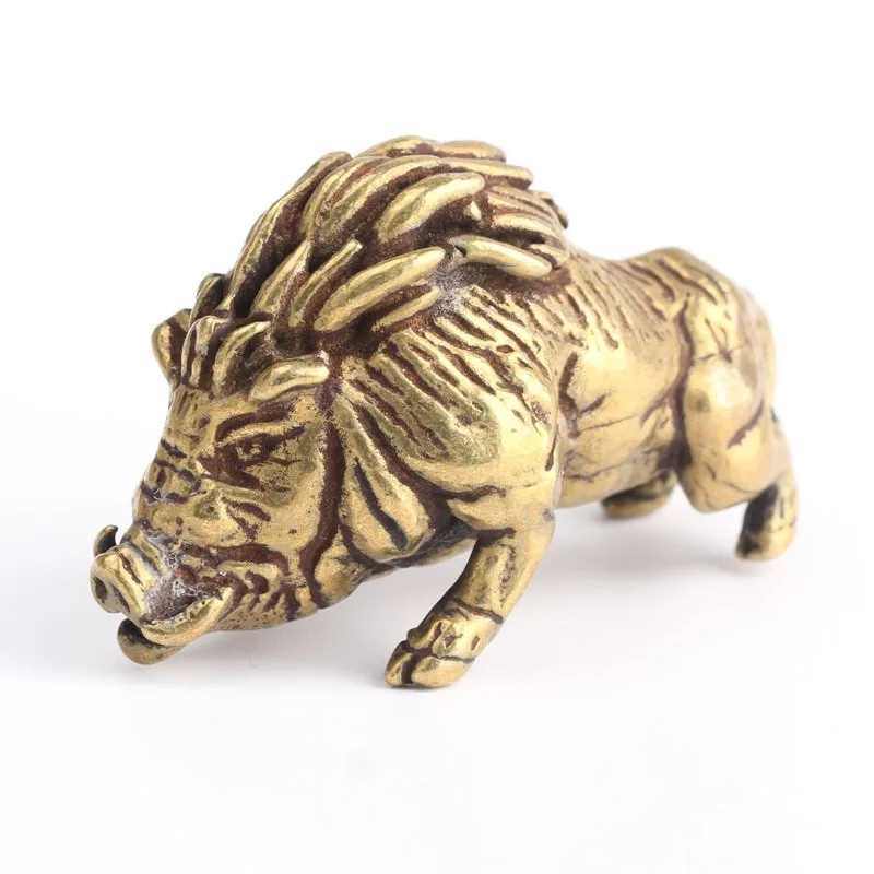 Messing Wildschwein Schwein Schweine Vintage Simulierte Tier Statue Metall Figur Requisiten Home Office Schreibtisch Dekor Ornament Spielzeug Tee Haustier Geschenk Image