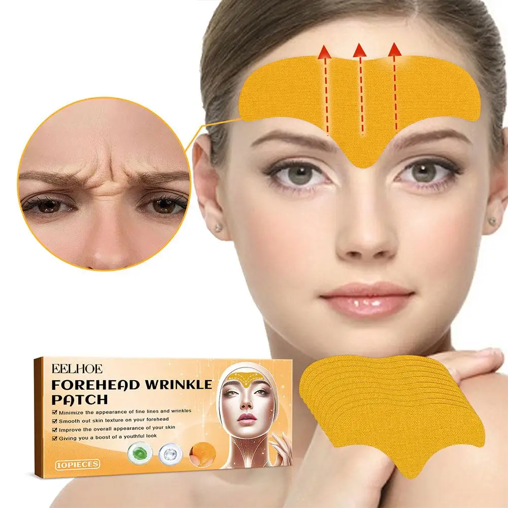 10 teile/schachtel Stirn Falten Patch Aufhellung Stirn Falten Gel Patch Hydrolysierte Kollagen Straffende Maske Gesichts Hautpflege Aufkleber Image
