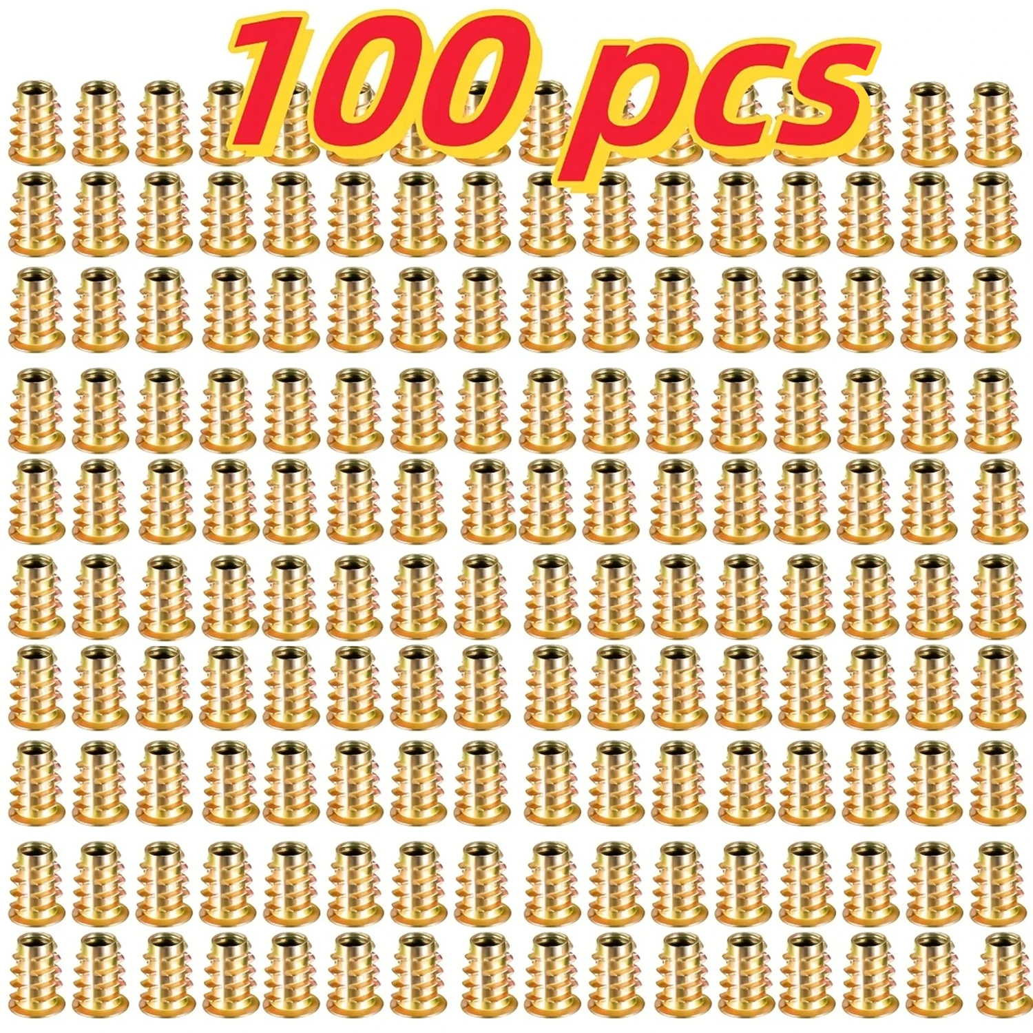 100er-Pack M4/M5/M6 Gewindeeinsatzmuttern mit Sechskantantrieb für Holzkorken, Möbel, Trockenbau, Schränke, langlebige, korrosionsbeständige Hardware-Befestigung Image