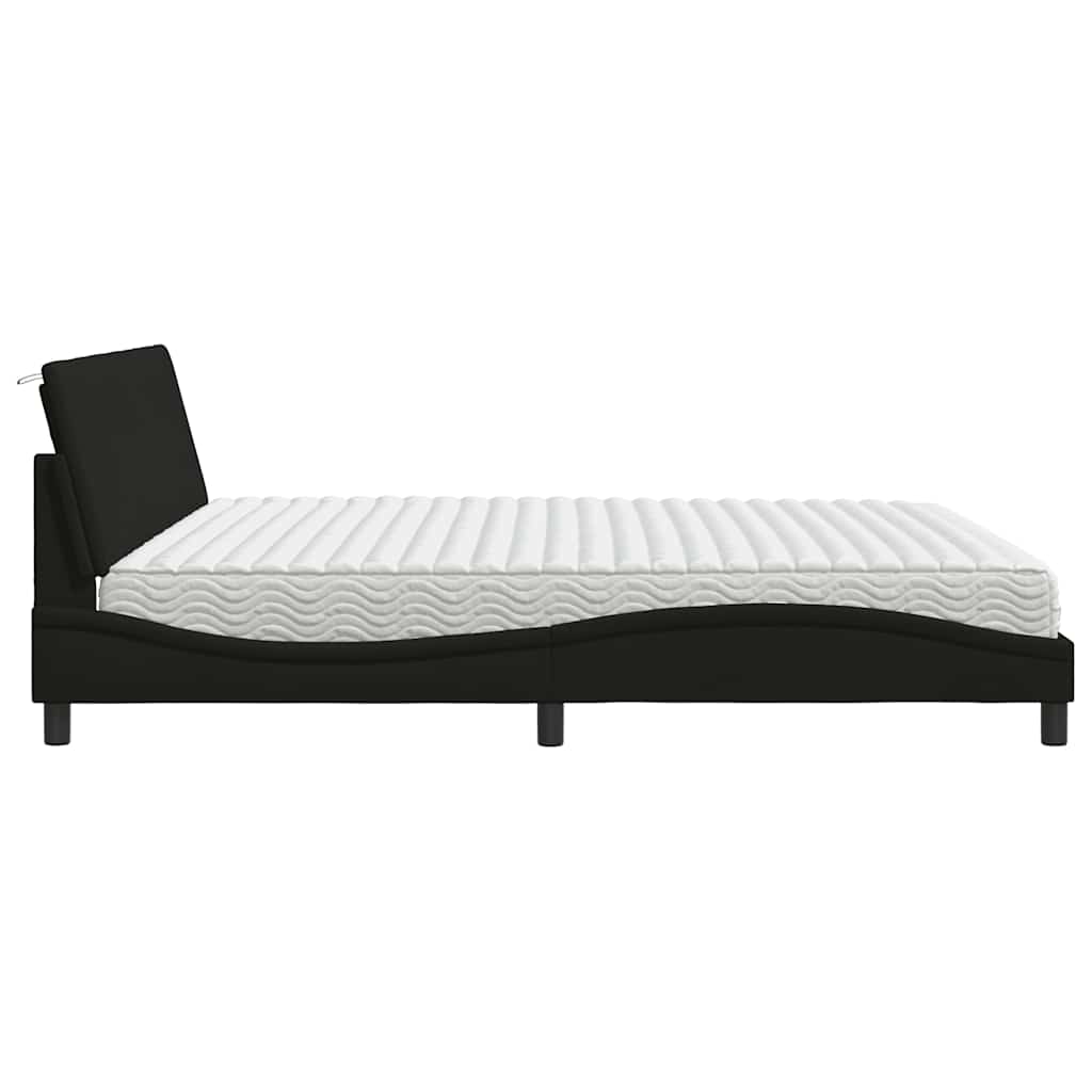 vidaXL Bett mit Matratze "Hanko" Schwarz 200x200 cm Stoff Image