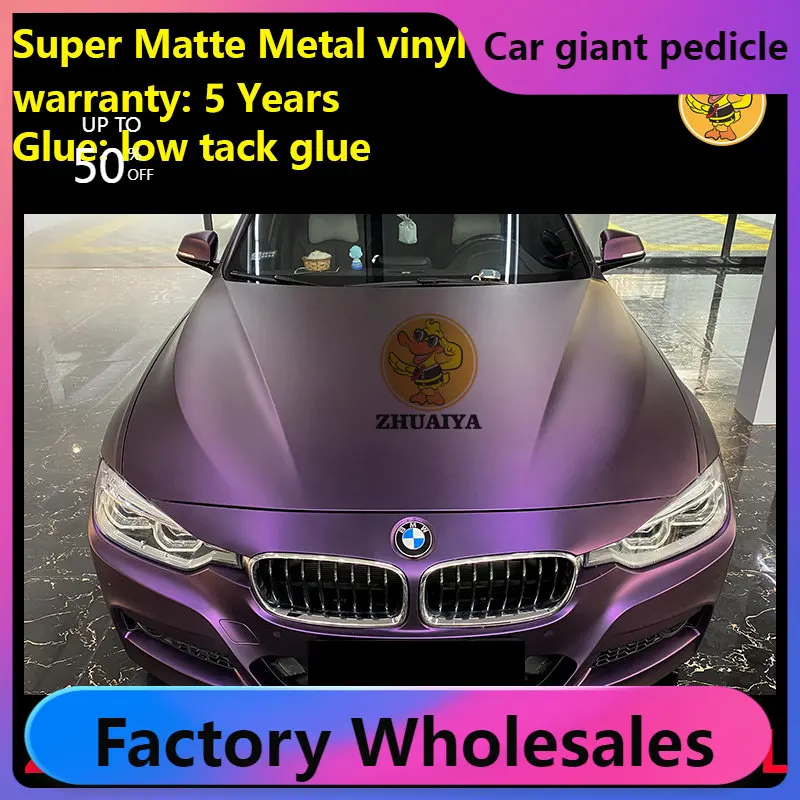 Super matte metallische Pinot Noir Purpl Vinyl Wrap für Autoverpackung, Abdeckfolie, luftblasenfrei, Low Tack Glue152 x 18 m/Rolle, 5 x 59 Fuß