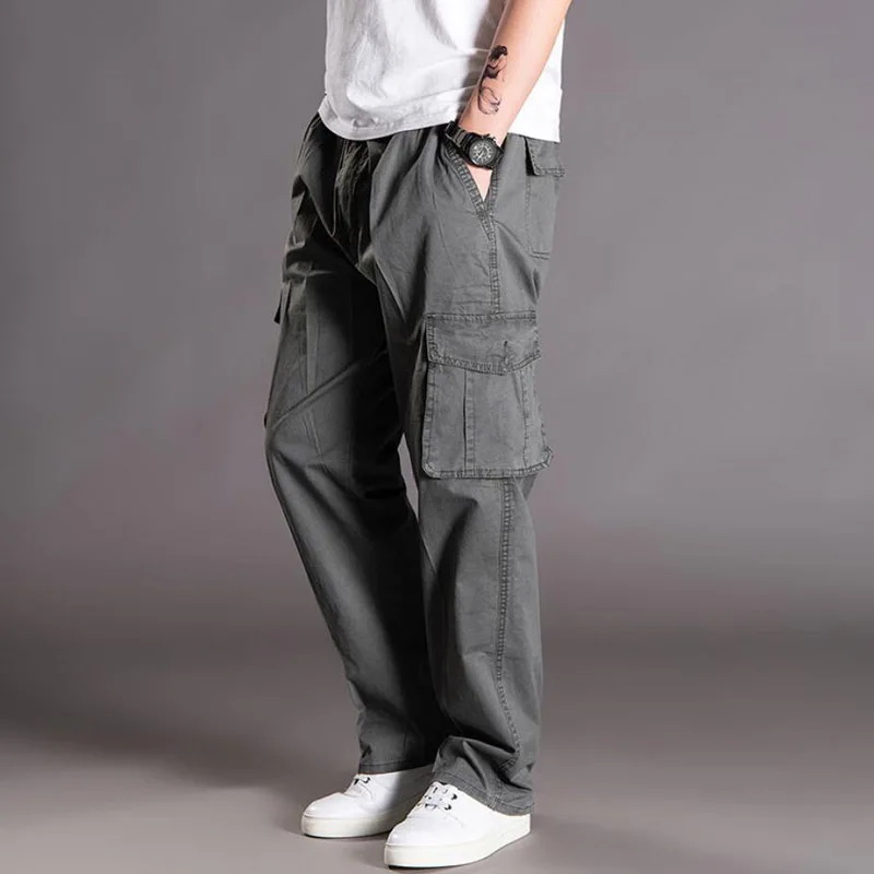 Große größe 6xl 12xl 13XL 170KG Große Größe Sommer Männer Cargo Hosen Baumwolle Tasche Lose armee grün Casual Safari stil Hosen 68 70 74