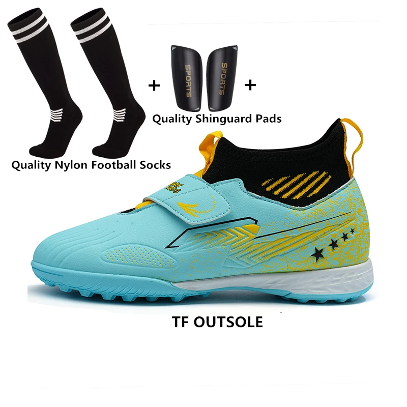 Fußballschuhe für Jungen und Mädchen, Größe 29-39, mit Klettverschluss, hochwertige Kindersportschuhe