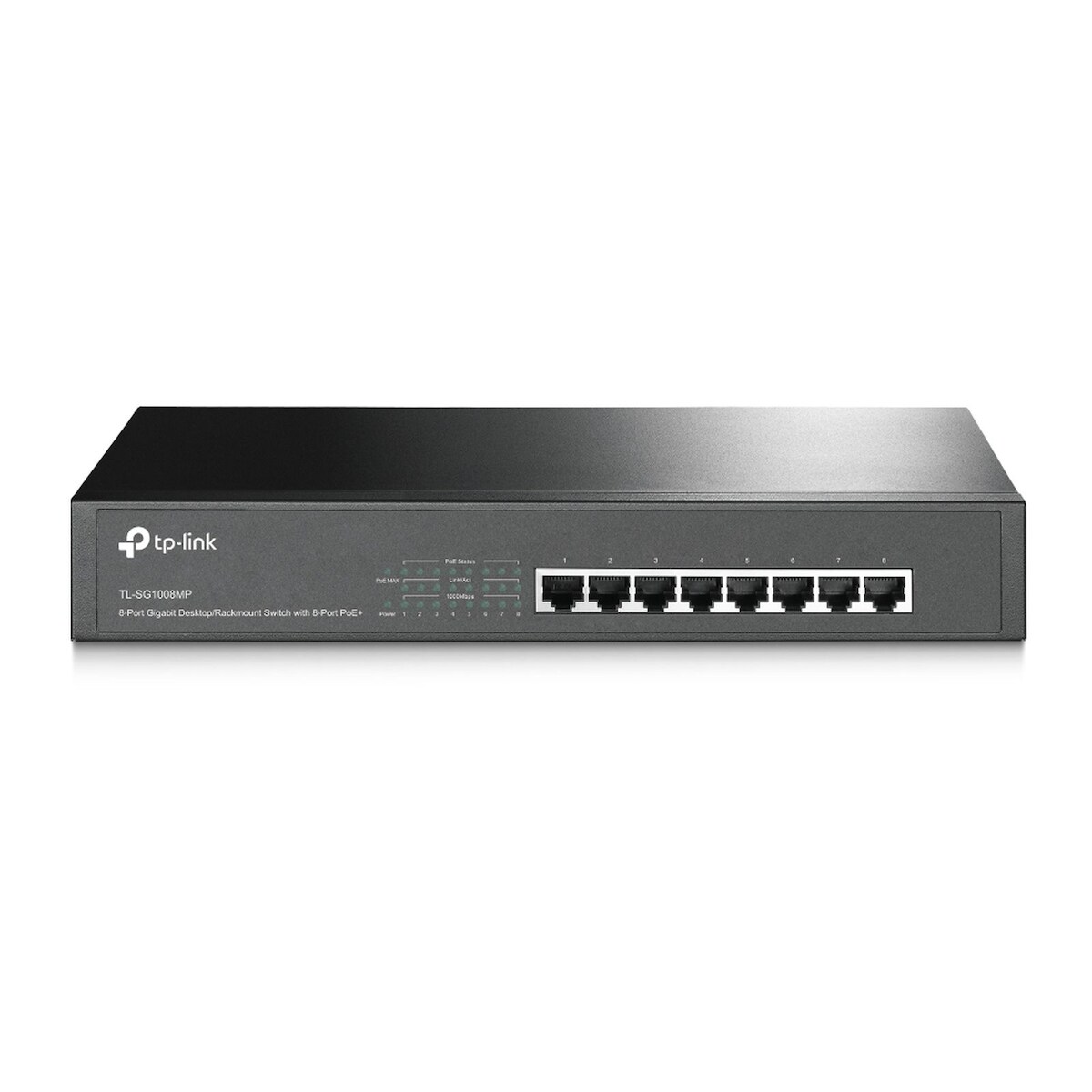 TP-LINK TL-SG1008MP 8-Port Gigabit Switch 8× Gigabit PoE+ 802.3at/af 126W PoE Power 1U 33,02cm 13Zoll Rack-mountable Steel Case Image