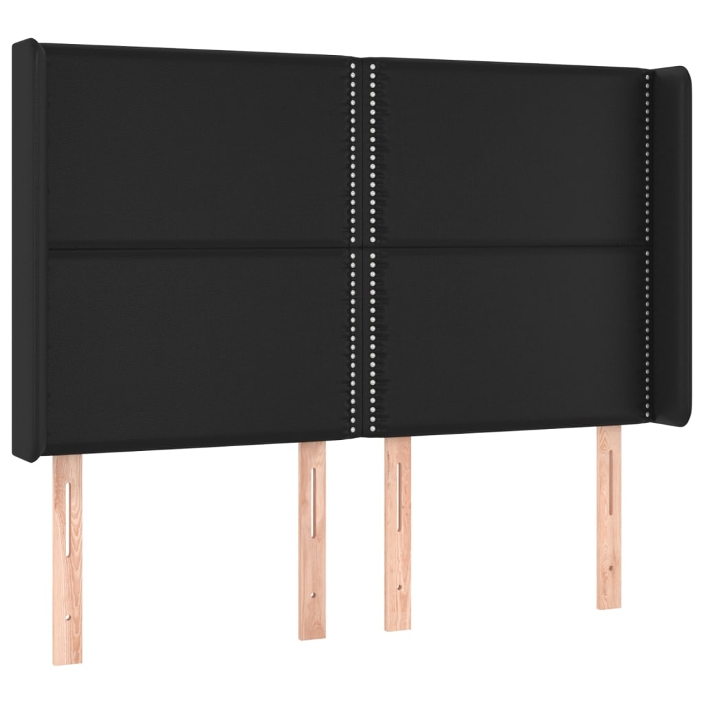 Décoshop26 - Kopfteil Schlafzimmeraccessoire LED-Beleuchtung 147 x 16 x 118/128 cm schwarzes Synthetikmaterial TDL0200697 Image