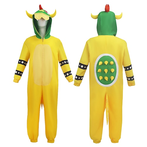 Klempner-Videospiel Stachelschildkrötenpanzerkönig Schurke Ausgefallene Kostüme Overall Onesie-Kostüm Unisex Erwachsene Halloween Karneval Heim Party Comic-Konzert