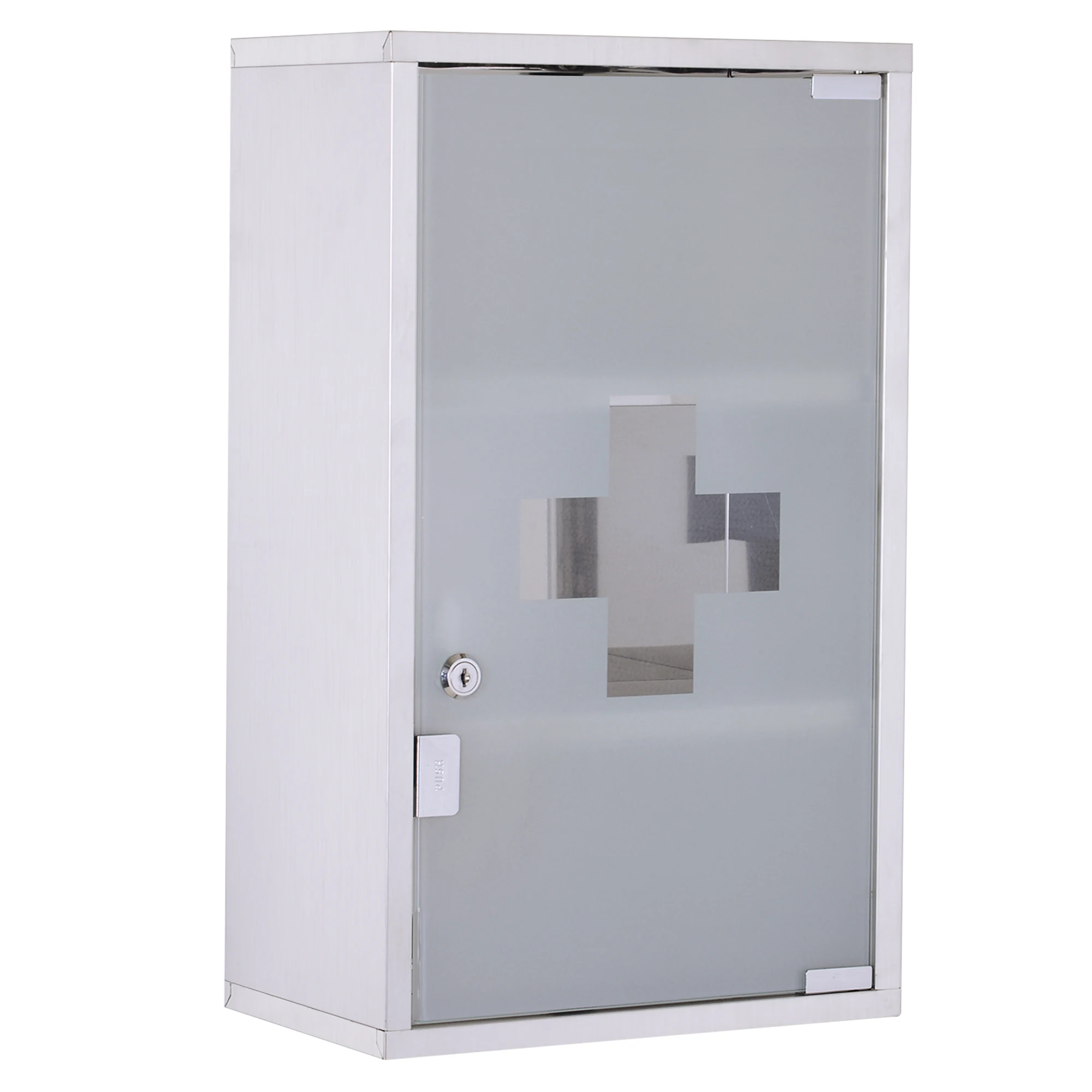 Medizinschrank/Erste-Hilfe-Schrank aus Edelstahl mit Schloss, 30 x 18 x 50 cm, für sichere Aufbewahrung vor Ort