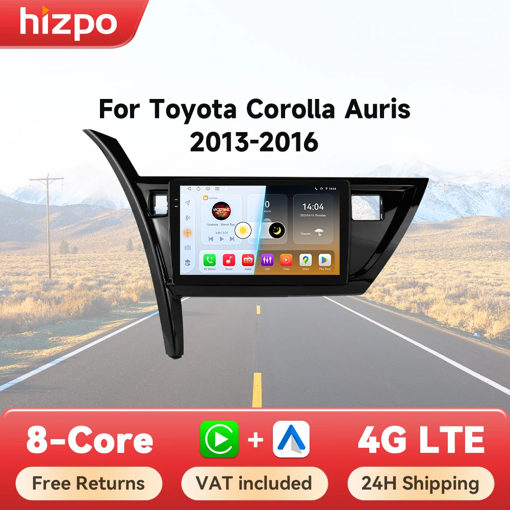 Hizpo 2 din Android Auto Radio für Toyota Corolla Auris 2013-2016 Carplay 4G Auto Multimedia GPS 2din Autoradio 360 Kamera RDS Image