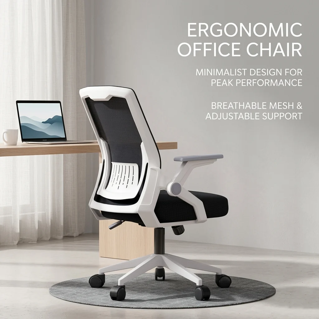 Ergonomischer Büro-Netzstuhl, verstellbarer Drehstuhl mit Armlehnen und Rollen für Büro und Studium