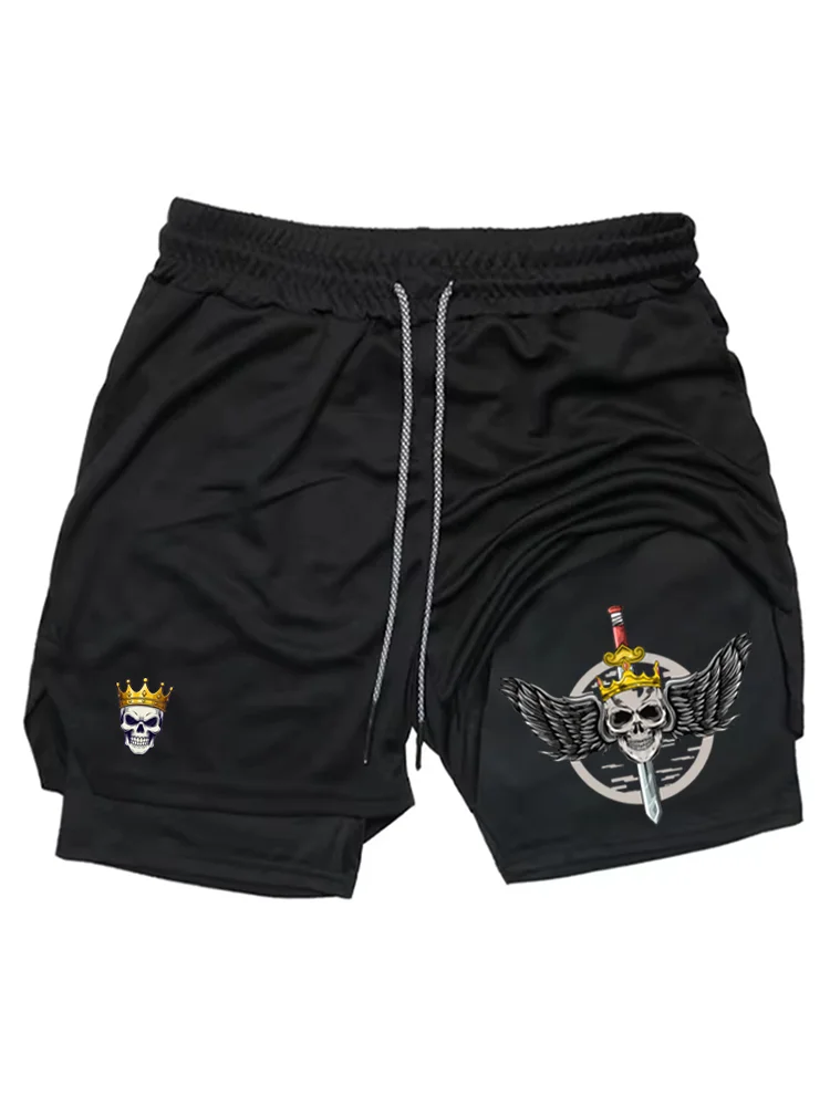 Vintage Clown Smile Print 2-lagige rote Shorts, leicht, feuchtigkeitsableitend, perfekt für Training und Freizeit Streetwear tk0421 Image