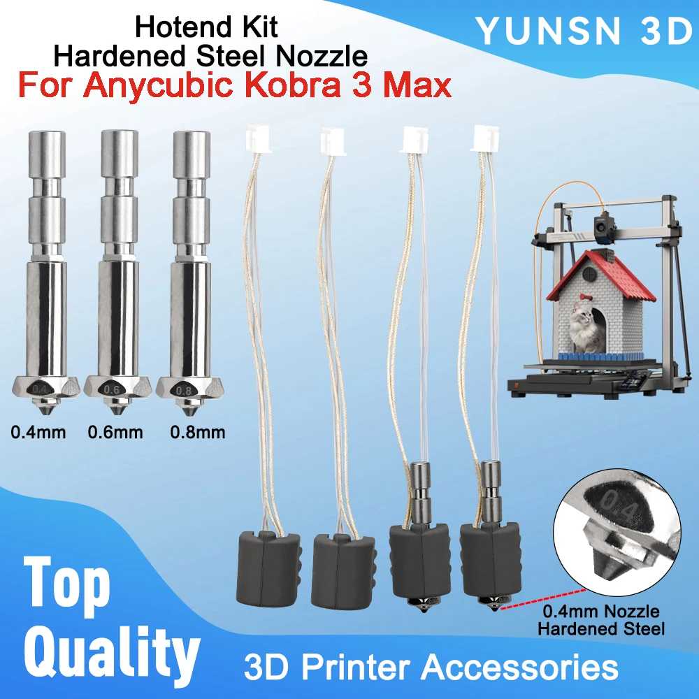 Für Anycubic Kobra 3 Max Hotend Kit Integrierte Bimetalldüse aus gehärtetem Stahl Keramikheizungskomponente 3D-Druckerzubehör Image