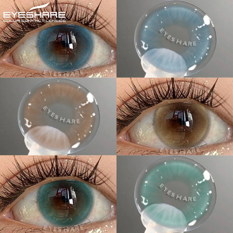 Lentilles de contact colorées EYESHARE pour les yeux, 1 paire, lentilles de contact bleues, lentilles de contact brunes naturelles, lentilles de contact grises, lentilles de contact vertes