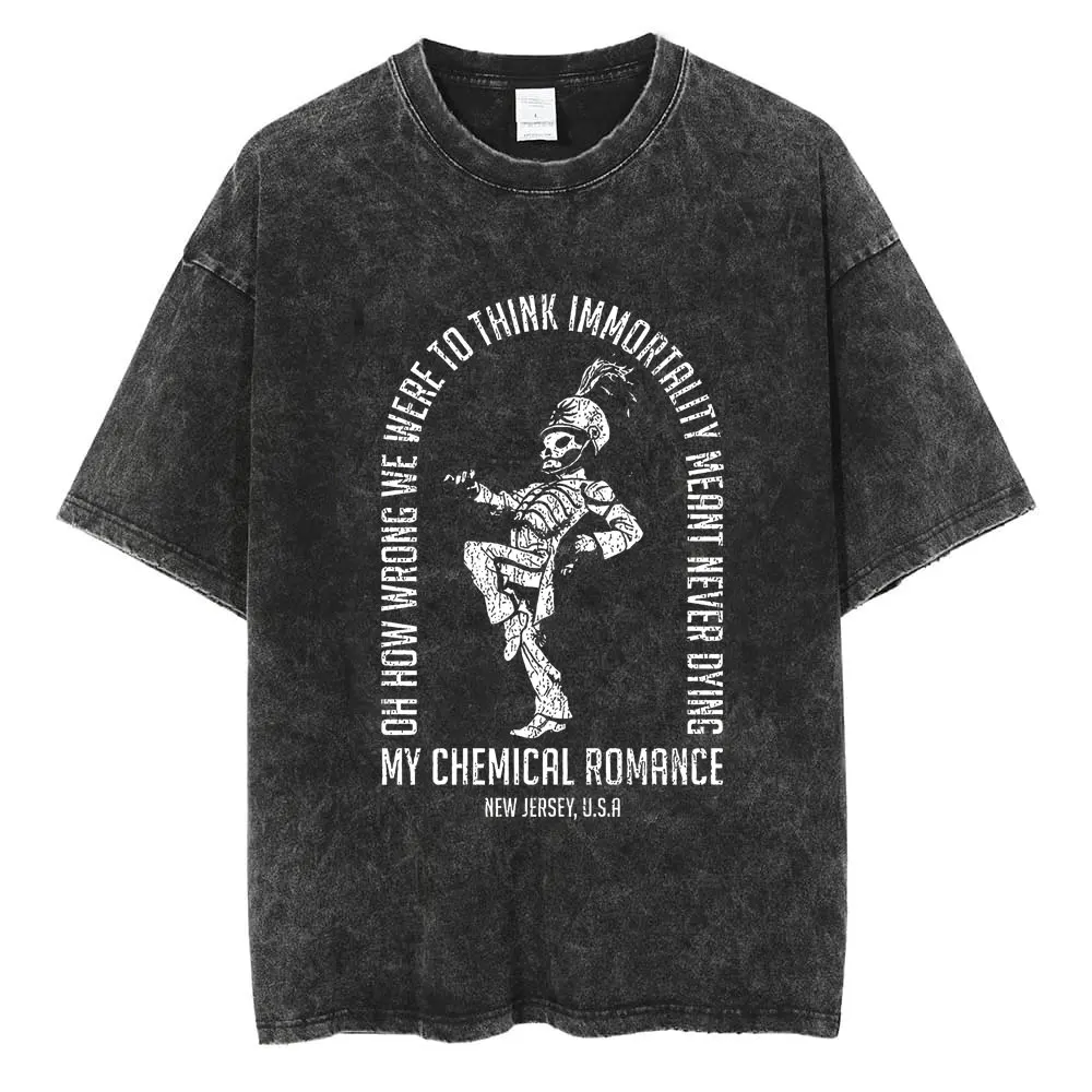 Rockband meine chemische Romantik gewaschen T-Shirts die schwarze Parade Männer Frauen Punk Hip Hop Kurzarm Baumwolle T-Shirt übergroße T-Shirts