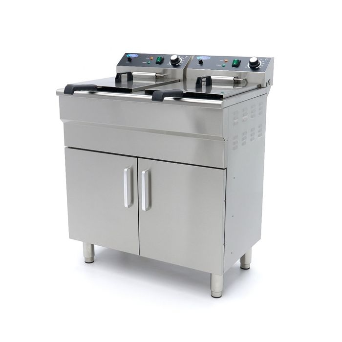 Maxima - 9365158 Doppelfritteuse 2 x 16L 2 Körbe mit Ablasshahn und Schrankunterbau 230V 73x53x91 cm Image