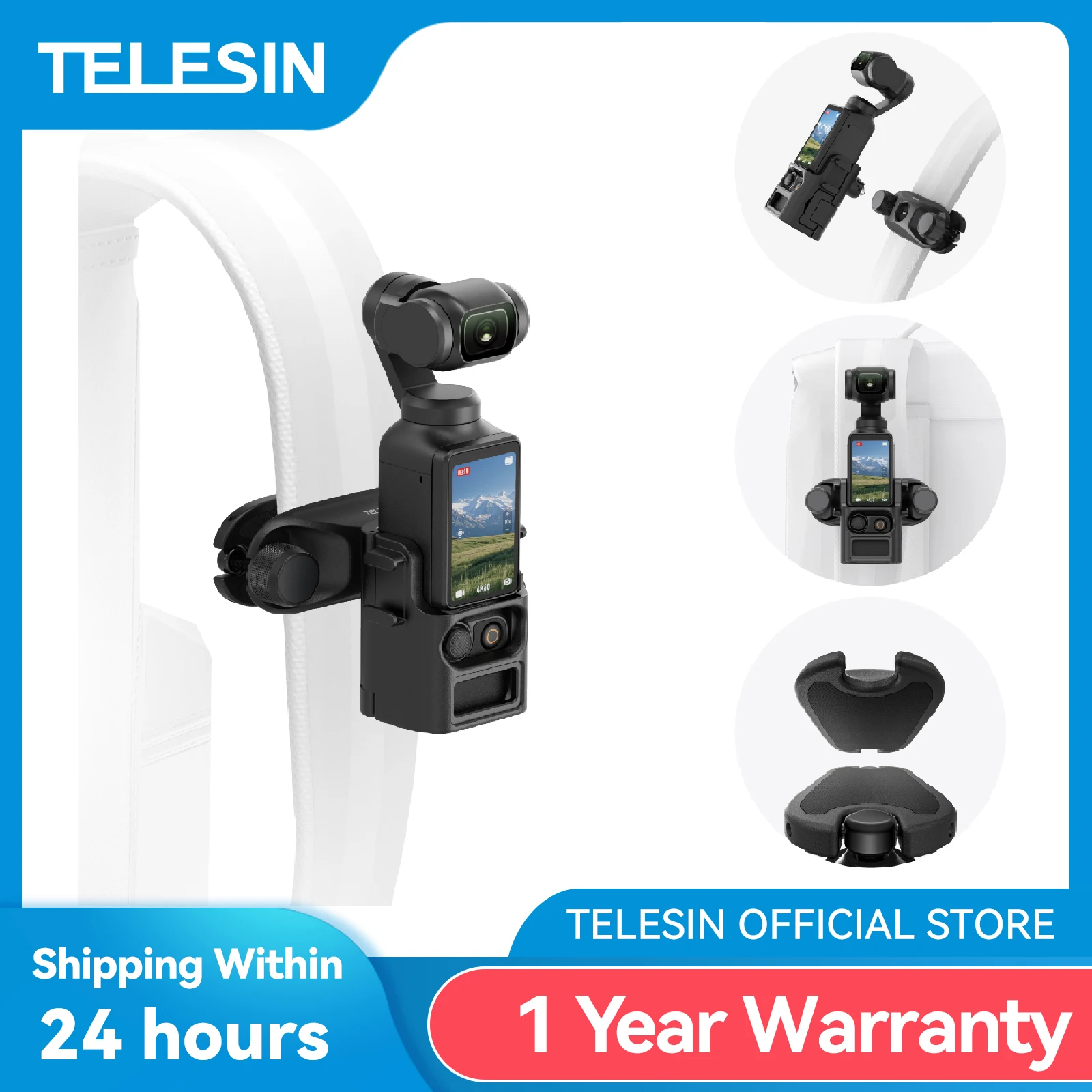 TELESIN Schnellverschluss-Rucksackhalterung für DJI Pocket 4 Pocket 3 Kamera-Zubehör Rucksackgurt-Clip-Halterung für Pocket 3 Image