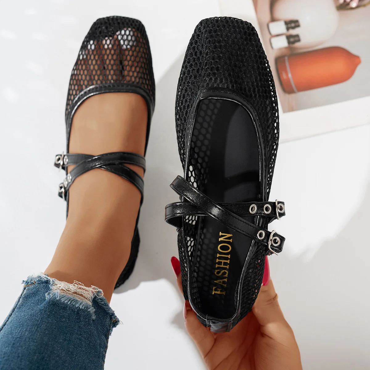 Frauen 2026 neue Flache Schuhe Frauen Hohl Ballerinas Komfort Weichen Sohlen Tanz Schuh Sommer Casual Sandalen Flache schuhe
