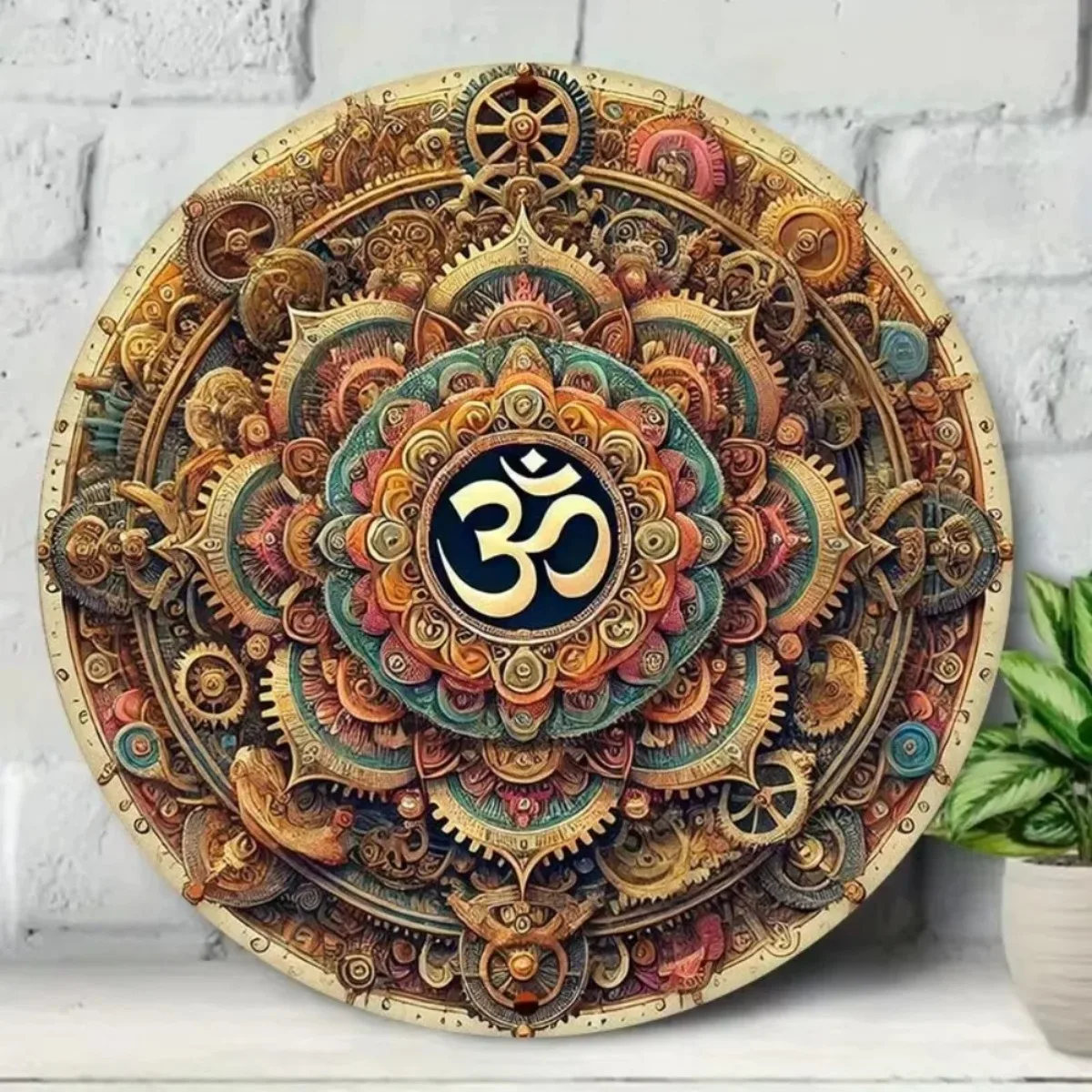 Minimalistisches 2D Flat „Om“ Sanskrit-Schild: Serene Wall Art für Heiligtümer und Meditationsräume zu Hause Image