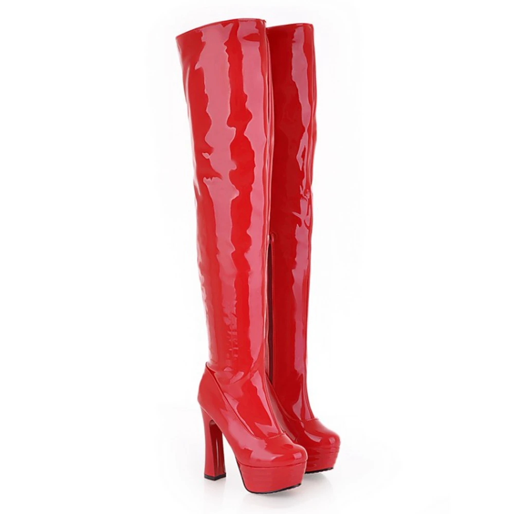 Overknee-Stiefel für Damen mit Hohem Absatz, Winter-Warme Party-Stiefel in Vollständiger Größe und Verschiedenen Farben, Lange Plateau-Stiefel in Größen 32-52 M-919