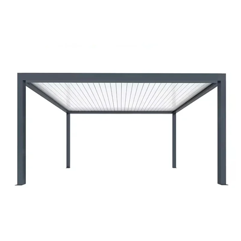 # l Moderne, luxuriöse Gartenmöbel für den Außenbereich, Aluminium-Pergola, motorisierter Pavillon, einziehbar, 6 x 6 cm