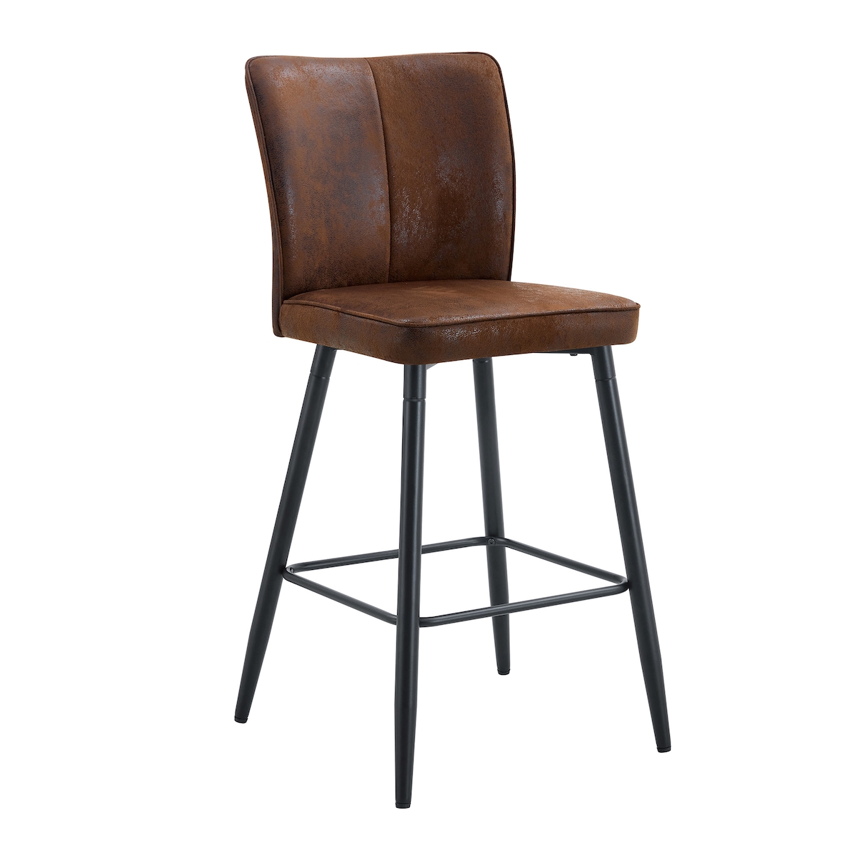 STILVORA Barhocker Stoff & Metall Braun/Schwarz mit ergonomischer Rückenlehne Image