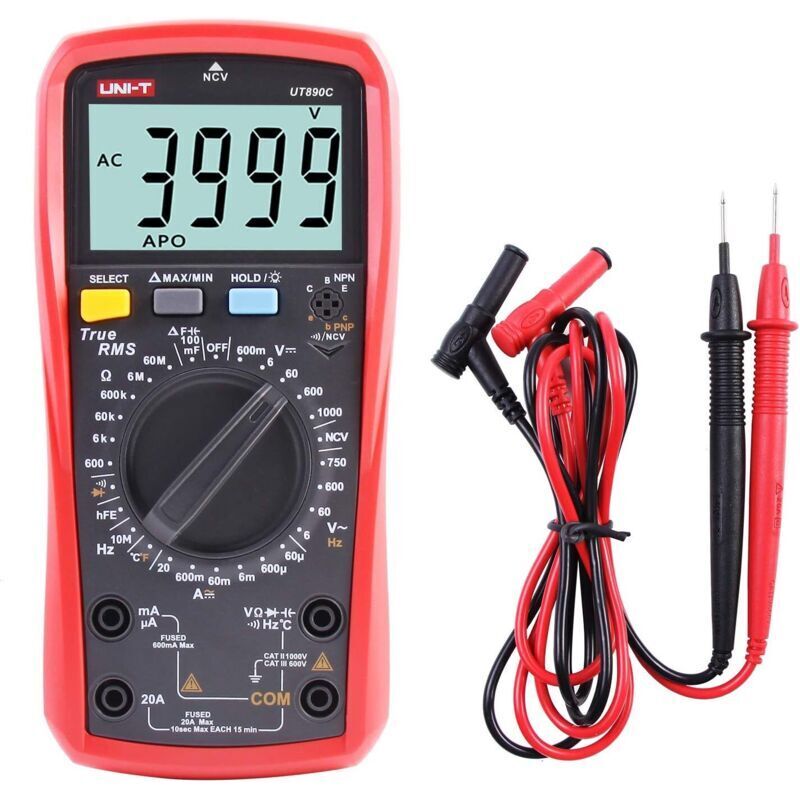 Multimetro, Ut890c True Rms 6000 Multimetro Digitale Amperometro Voltmetro Tensione Ac/dc Resistenza Corrente Capacità Frequenza Tester