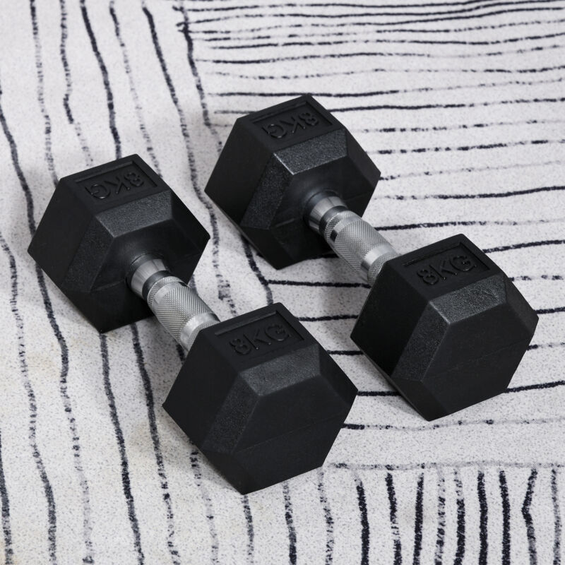 Manubri Esagonali, Set Di 2 Manubri Con Impugnature Zigrinate, Set Di Manubri In Ghisa, 2 X 8 Kg, Manubri Per Uomo E Donna, Casa, Palestra, Allenamento Di Forza