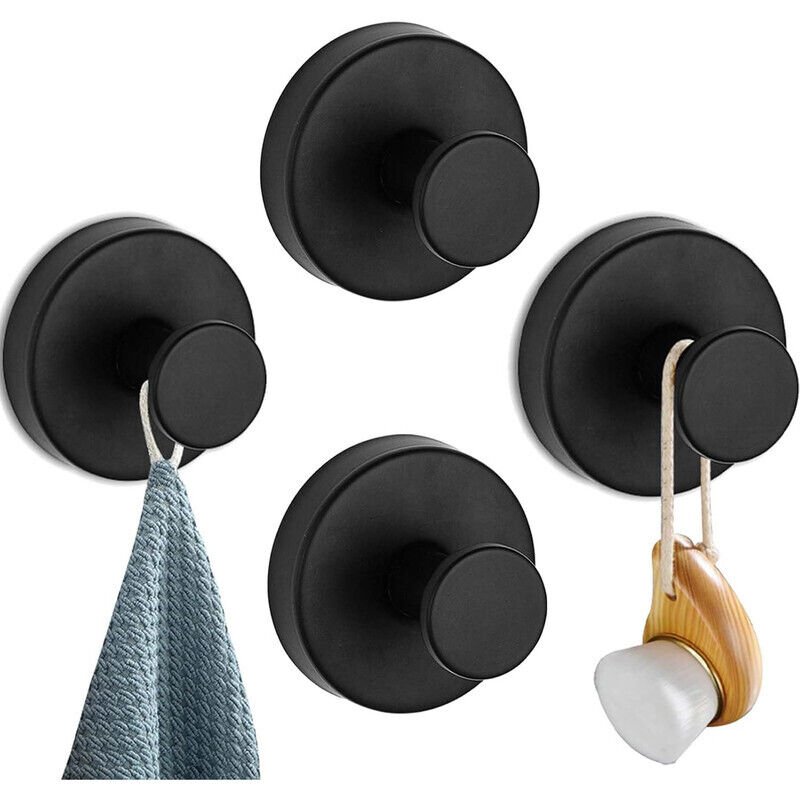 [mai Usato]4 Pezzi Ganci A Ventosa Neri Potenti, Ganci A Ventosa Senza Foratura Gancio A Ventosa Per Bagno, Appendiabiti A Ventosa Potente Ventosa Per Cucina, Porta In Vetro