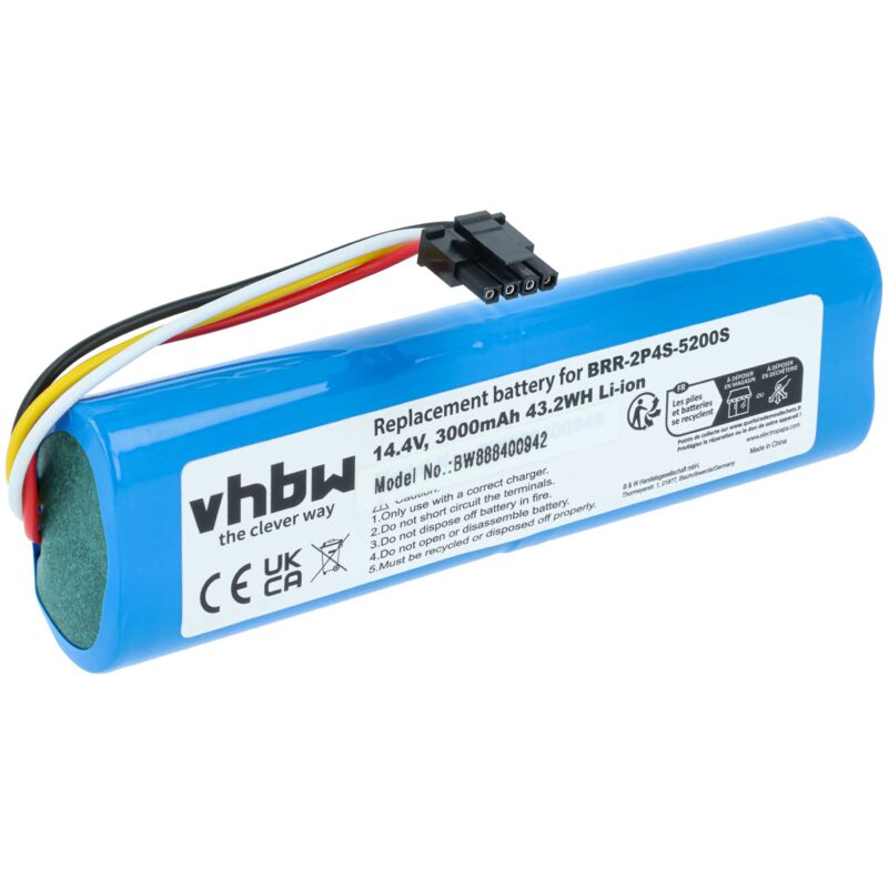 Vhbw Batteria Compatibile Con Xiaomi Dreame D9 Pro Rls5-bl0, D9 Rls5-who Home Cleaner Blu (3000mah, 14,4v, Li-ion, Senza Custodia)