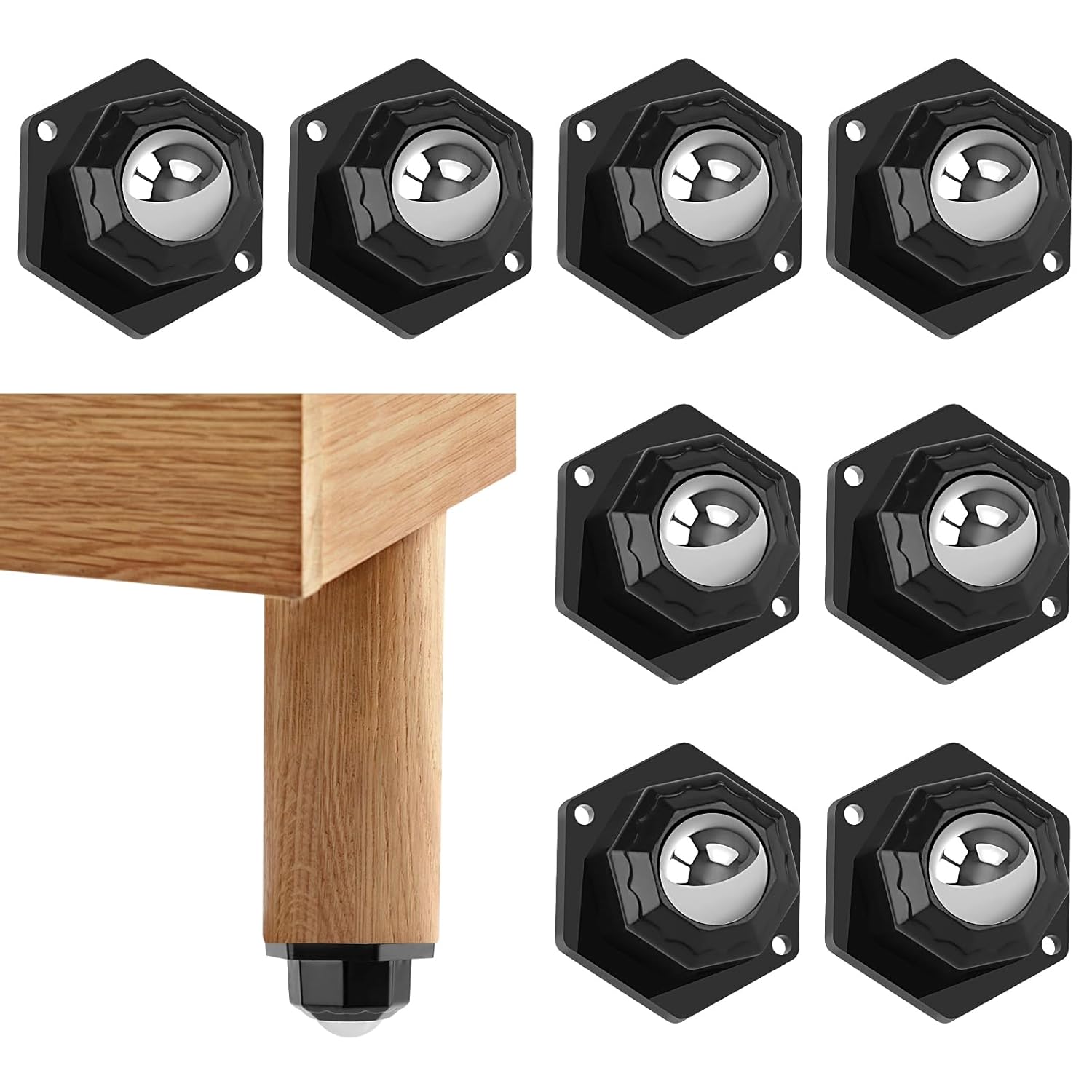 Ruote Per Mobili, 8 Pezzi Mini Ruote Girevoli Per Carichi Pesanti 200 Kg, Ruote Girevoli A 360° Per Mobili Pesanti, Piccole Ruote Girevoli Per Mobili E Merci (nere)