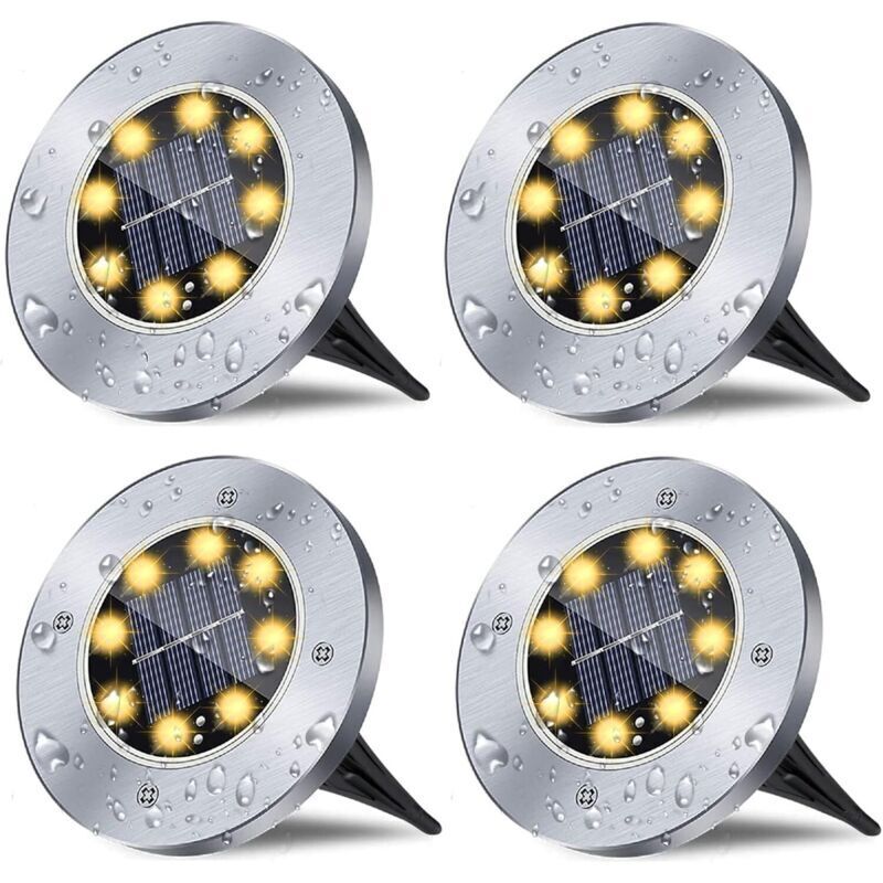 Luci Solari Da Terra, Luci Solari Da Giardino Impermeabili, Luci Da Giardino Per Esterni Migliorate, Luci Da Terra Luminose, Luci Da Giardino Per Vialetti, Patii, Terrazze, Prati, Confezione Da Quattr