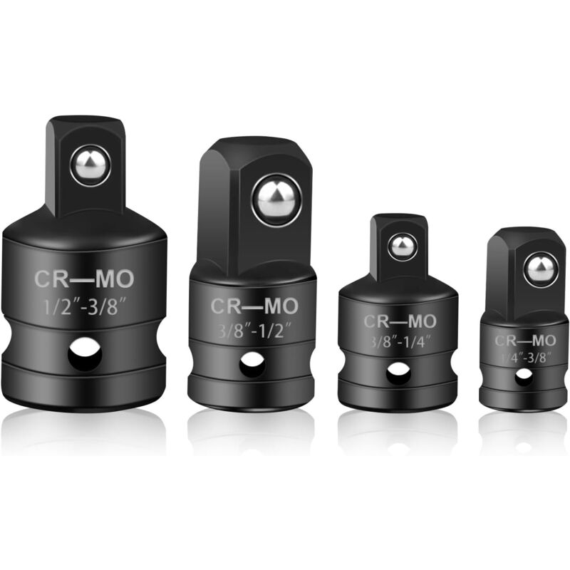 Set Di 4 Adattatori Per Bussole, Riduttore Per Avvitatore A Impulsi, Adattatore A Cricchetto Da 1/4 A 3/8, Da 3/8 A 1/4, Da 3/8 A 1/2, Da 1/2 A 3/8 Per Bussole A Cricchetto (nero)