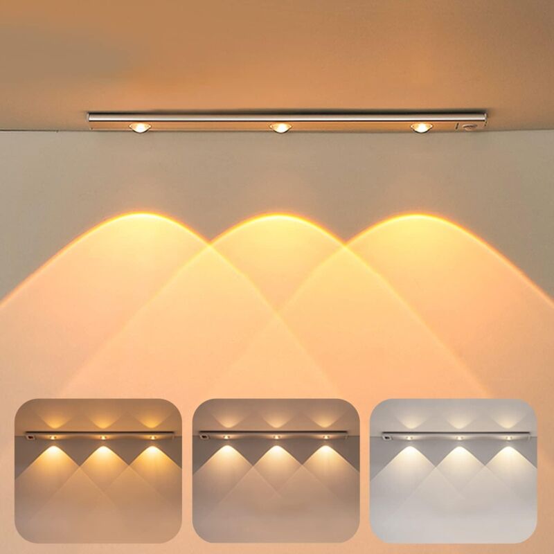 Luce Led, Luce Per Armadio Da 40 Cm Con Sensore Di Movimento, Luce Led Ricaricabile Tramite Usb, Luce Led Da Cucina Wireless Con 3 Modalità Di Illuminazione E Supporto Magnetico Per Armadietti/corrido