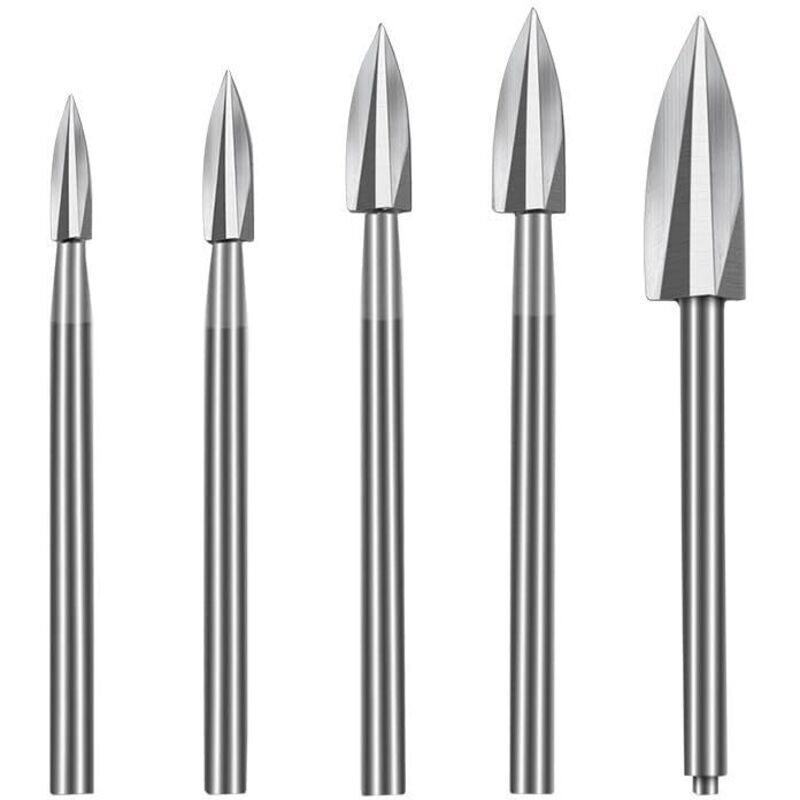 Set Di 5 Utensili Per Incisione Su Legno In Acciaio Rapido (hss) - Coltelli Di Precisione Per Intaglio, Accessori Rotanti Per Modellismo E Lavorazione Del Legno.