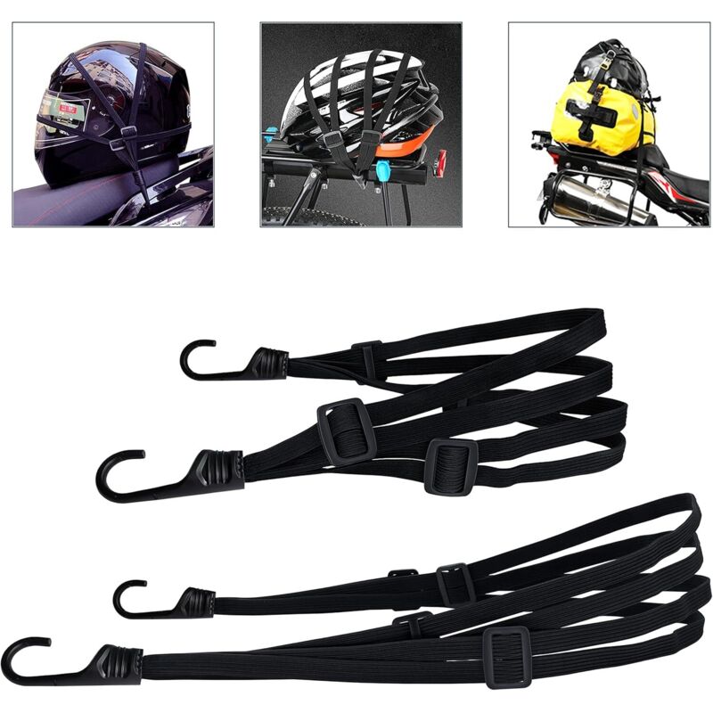 2 Pezzi Di Corde Elastiche Con Ganci, Corda Elastica Per Bicicletta, Cinghia Elastica Per Moto, Cinghia Per Bagagli, Cinghia Per Casco, Corde Elastiche Nere, Cinghia Per Moto Ecc. (60 Cm + 90 Cm, 2 Pe