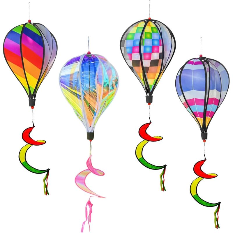 Girandola A Vento A Forma Di Mongolfiera In 4 Pezzi: Campanelli A Vento Da Appendere Per Uso Esterno, Girandola A Vento Arcobaleno Da Giardino, Girandole, Girandola A Vento Vorticosa, Mulino A Vento A