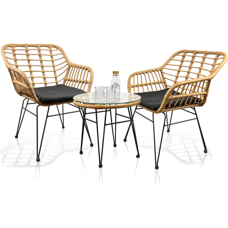 3 Pz Mobili Da Giardino Set Gruppo Posti A Sedere Gruppo Da Pranzo 1x Tavolo, 2x Sedie Lounge Tavolo Dimensioni Ca. A. 42 X L. 45 X P. 45 Cm Dimensioni Per Sedia Ca. A. 79 X L. 57 X T. 52 Cm - Vcm