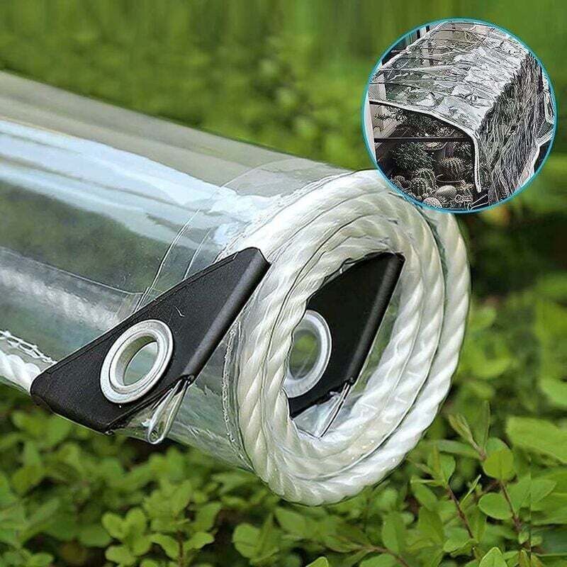 Telone Industriale, Telo Trasparente Con Occhielli, Telo In Plastica Trasparente Impermeabile Da 0,35 Mm, Telo Di Copertura Resistente In Pvc Per Pergole, Terrazze E Tetti, 360 G/m² - 1,9x1,9 M