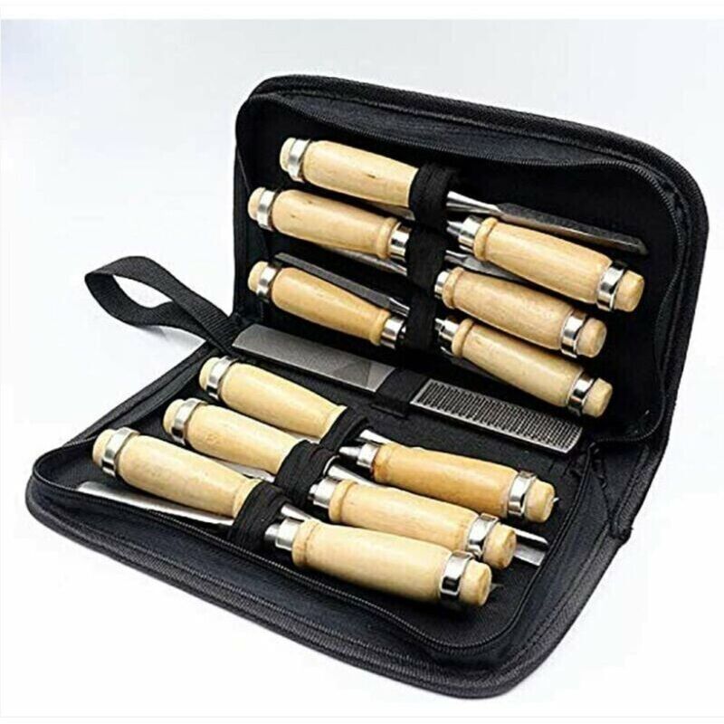 Set Di 14 Scalpelli Da Intaglio - Set Professionale Di 14 Scalpelli Affilati Per La Lavorazione Del Legno Con Custodia - Kit Di Coltelli Per Intaglio Del Legno