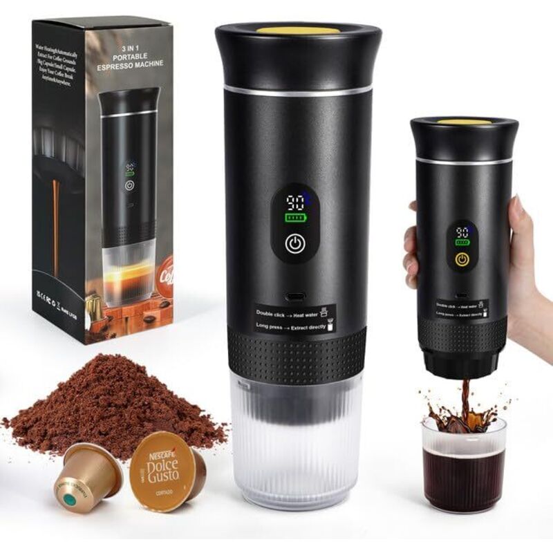 Macchina Da Caffè Portatile, Macchina Per Caffè Espresso Da Campeggio, Macchina Per Caffè A Capsule, Macchina Per Caffè Espresso Ricaricabile, Riscaldamento Rapido, Compatibile Con Caffè Macinato E Ca