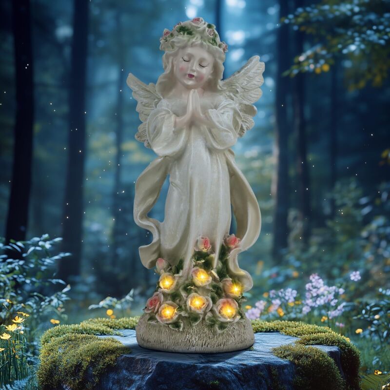 Statua Da Giardino A Forma Di Angelo Solare, Luce Solare A Forma Di Angelo In Preghiera, Scultura Di Angelo Fatato, Statua Da Giardino Per Esterni, Statuetta Di Angelo Custode, Scultura Decorativa Imp