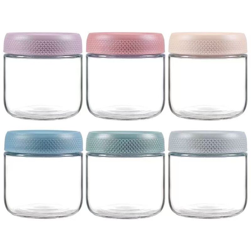 Confezione Da 6 Barattoli Di Farina D'Avena Da 350 Ml Con Coperchio, Barattoli Di Vetro Con Coperchi Ermetici, Contenitori Per Alimenti In Vetro Per