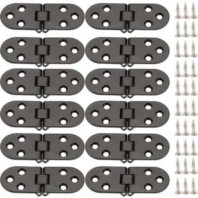 Cerniere Per Porte, 12 Pezzi, Cerniere Pieghevoli A 180 Gradi, Cerniere Invisibili, Cerniere Piatte, Cerniere A Ribalta Con Viti, Per Tavoli Pieghevoli, Armadi, Casse Di Legno, Porte (nere)