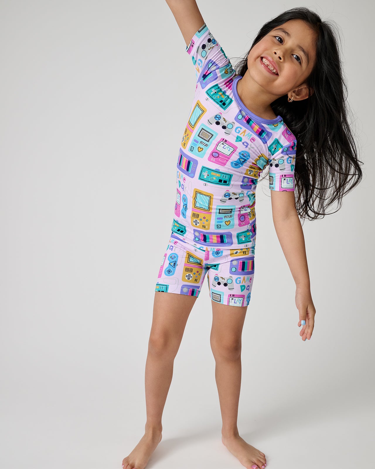 Purple Game On Two-Piece Short Sleeve & Shorts Pajama Set - 2T