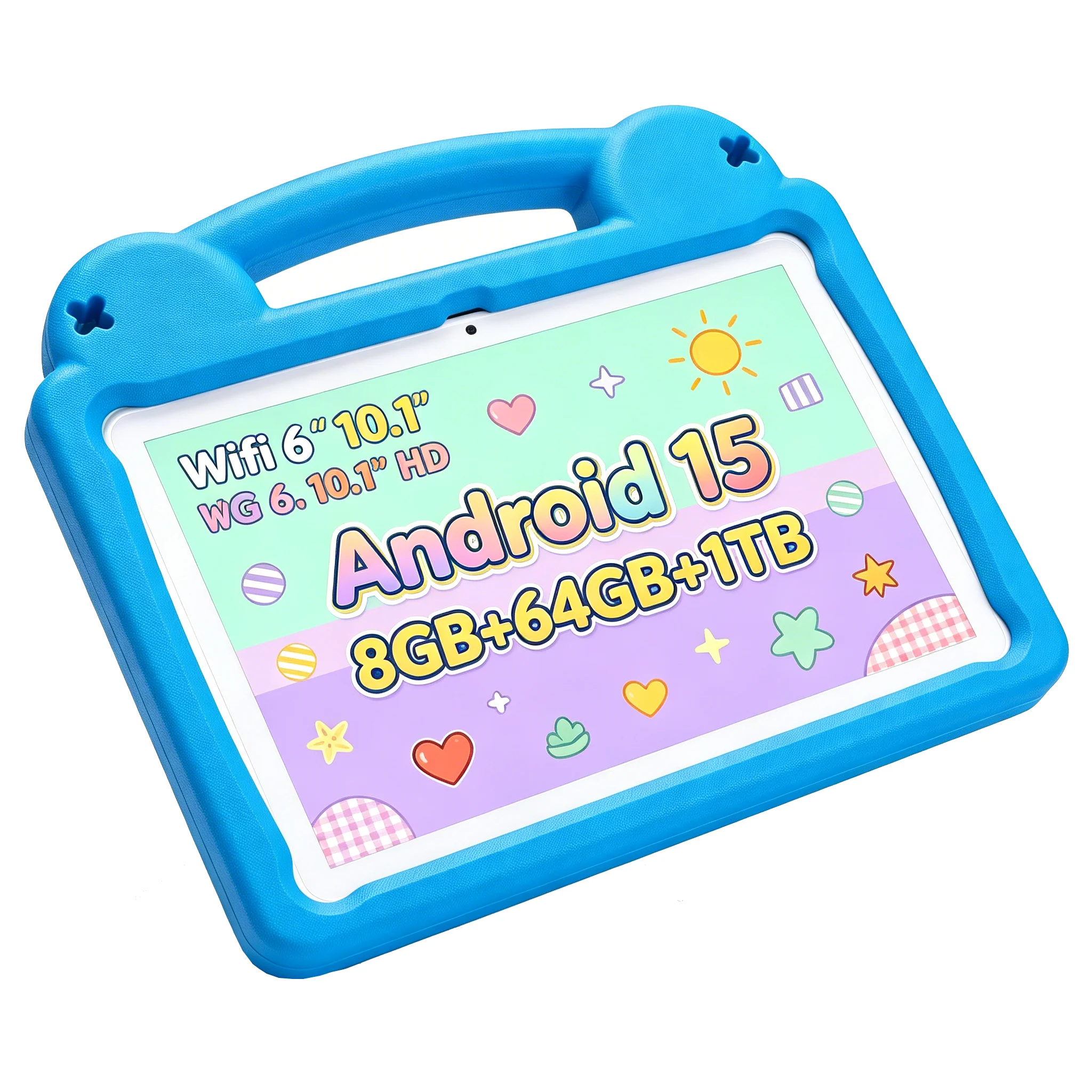 ANRY Tragbares 10,1-Zoll-Kinder-Tablet-PC Android 15 Octa-Core-Prozessor 8GB RAM 64GB ROM WiFi 6 Augenschutz Mit Stoßfester Hülle Image