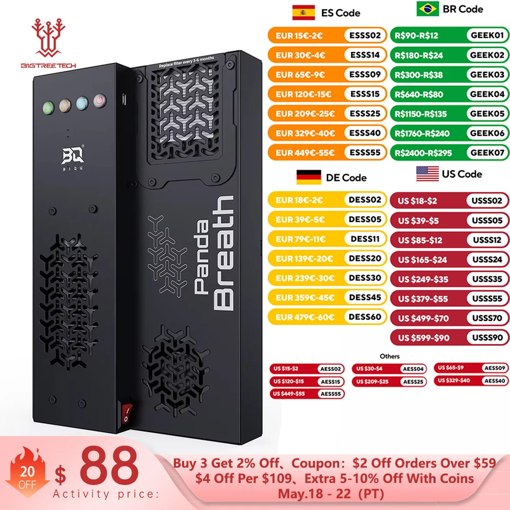 BIGTREETECH Panda Breath 3D-Drucker Smart All-in-One Unbedienter Heiz- und Filament-Trockner für BambuLab P1S P1P X1C A1 Snapmaker U1 Image